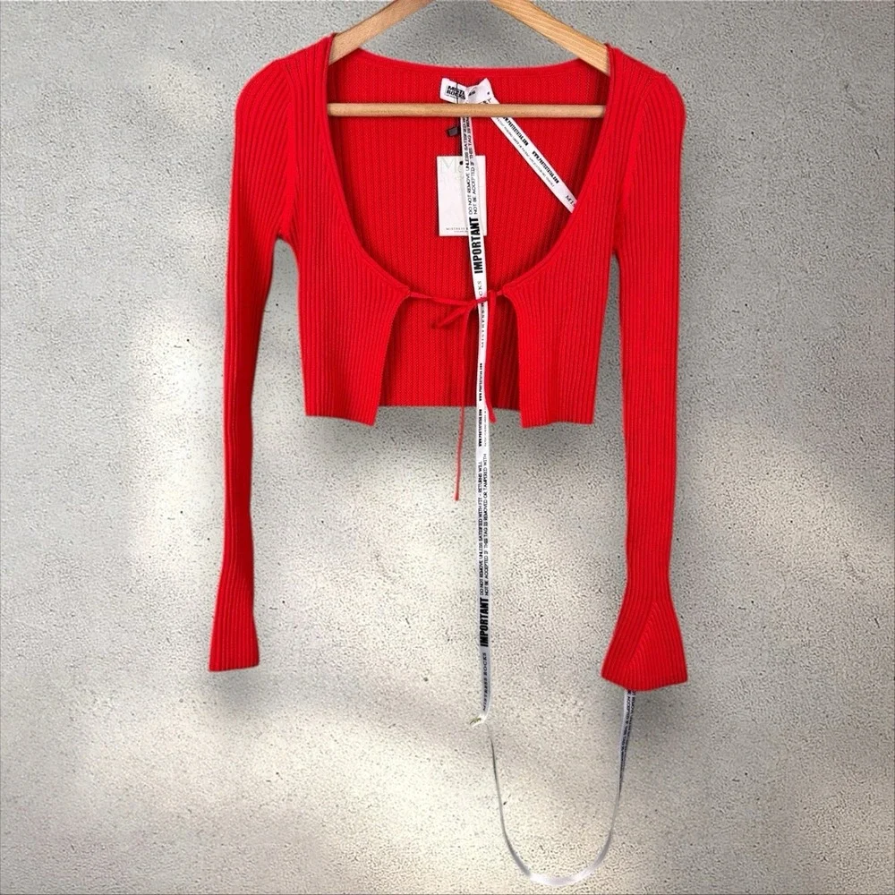 Mistress Rocks Cropped Ribbed Tenderness Cardigan Sweater Red Sz‎ S